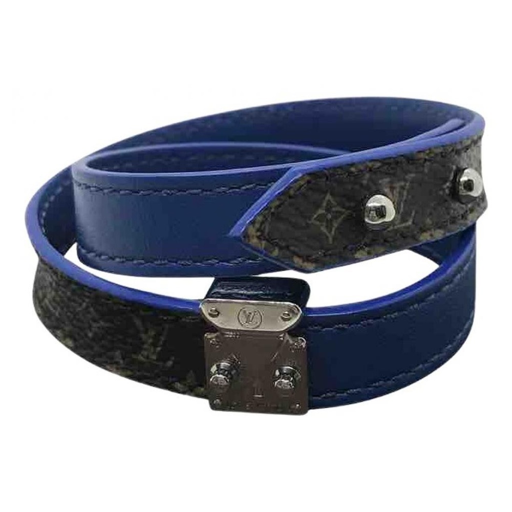 Louis Vuitton Lock It Wrap Bracelet Blue Silver Monogram Authentic Rare